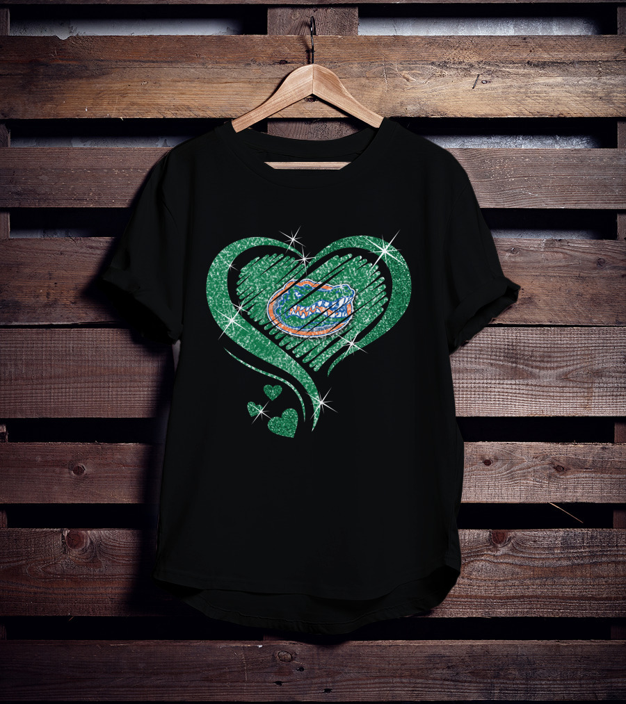 Florida Gators Glitter Heart Diamond Sparkle T-Shirt