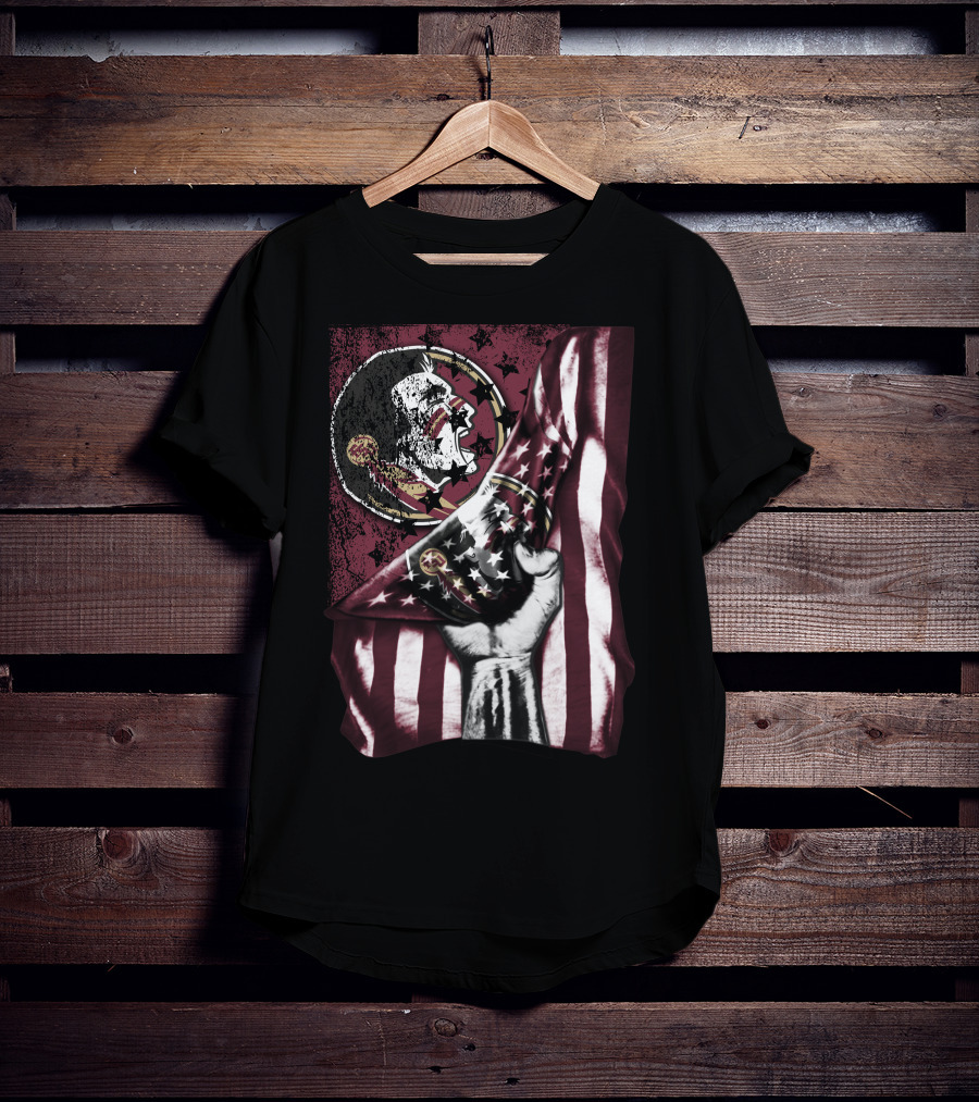 Florida State Seminoles Flag Emblem With Fist T-Shirt