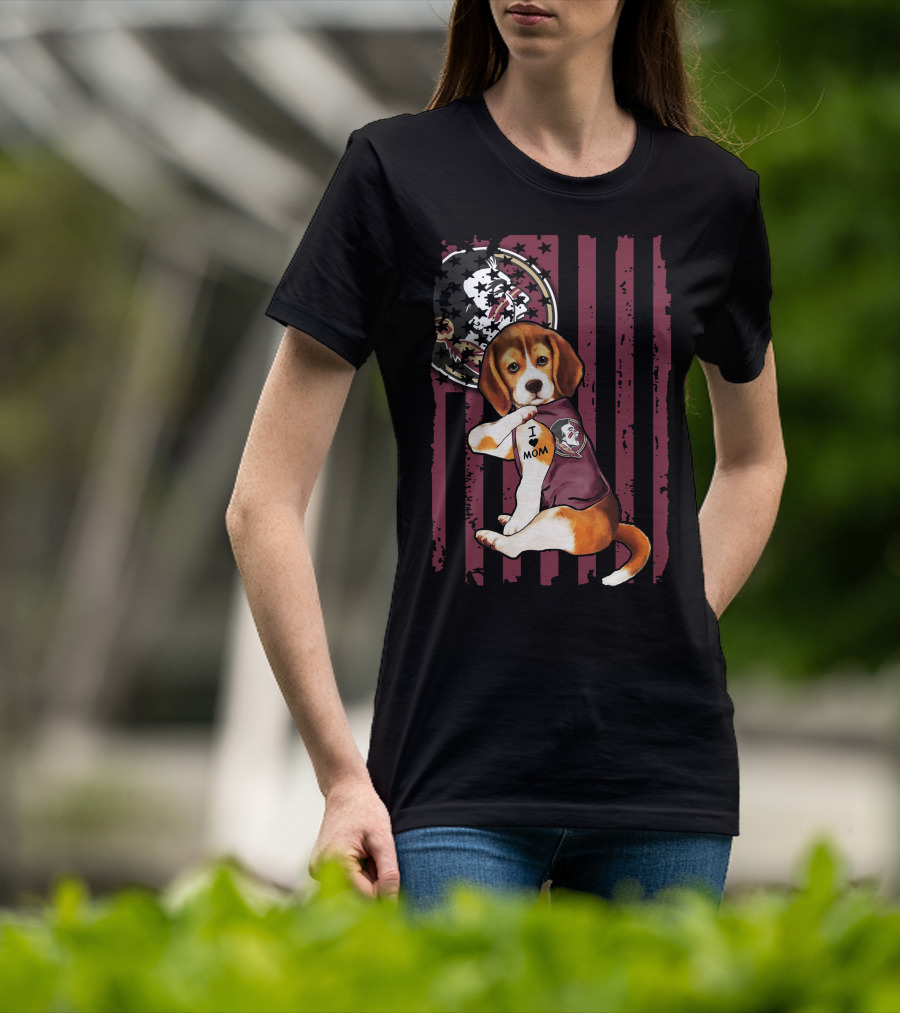 Beagle I Love Mom Florida State Seminoles T-Shirt