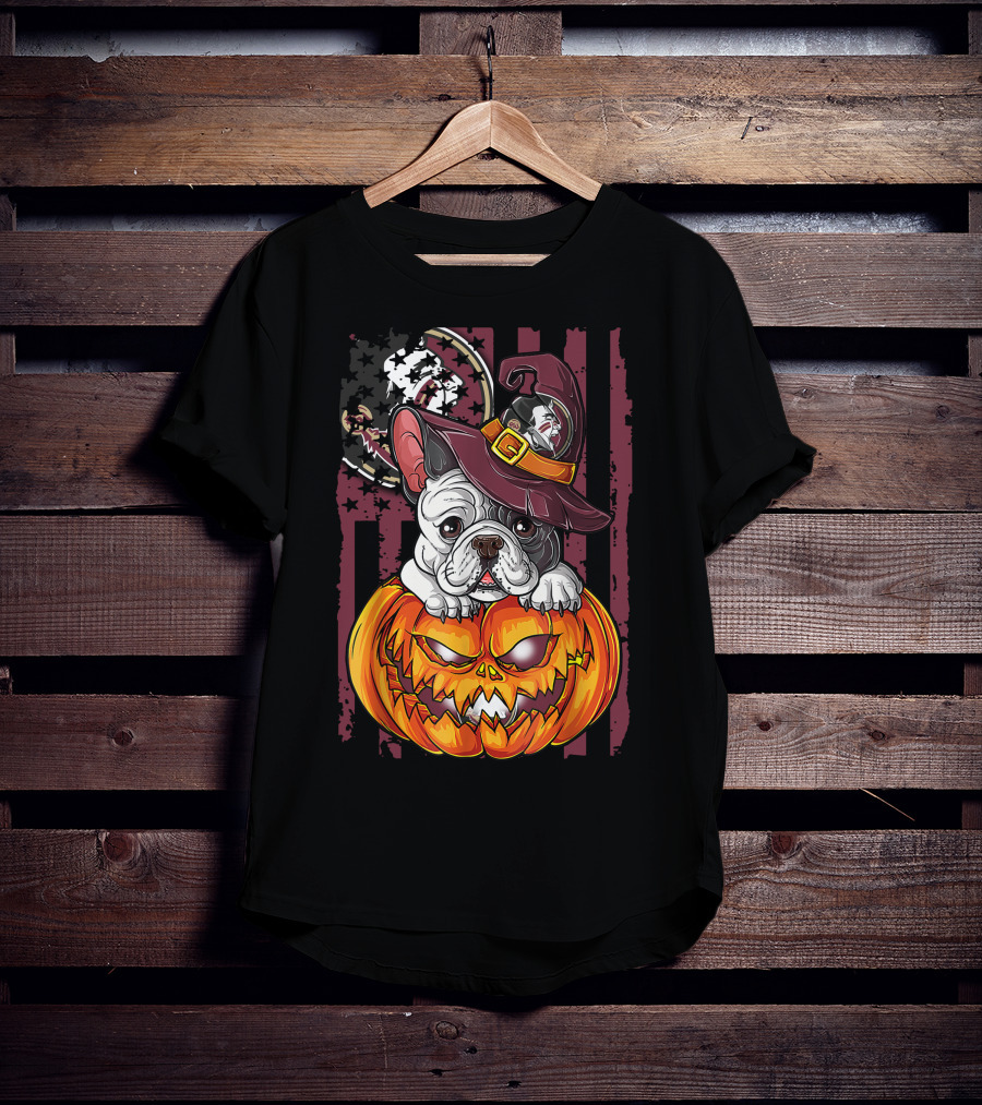 Hlw Bulldog Florida State Seminoles Halloween Pumpkin Wizard Hat T-Shirt