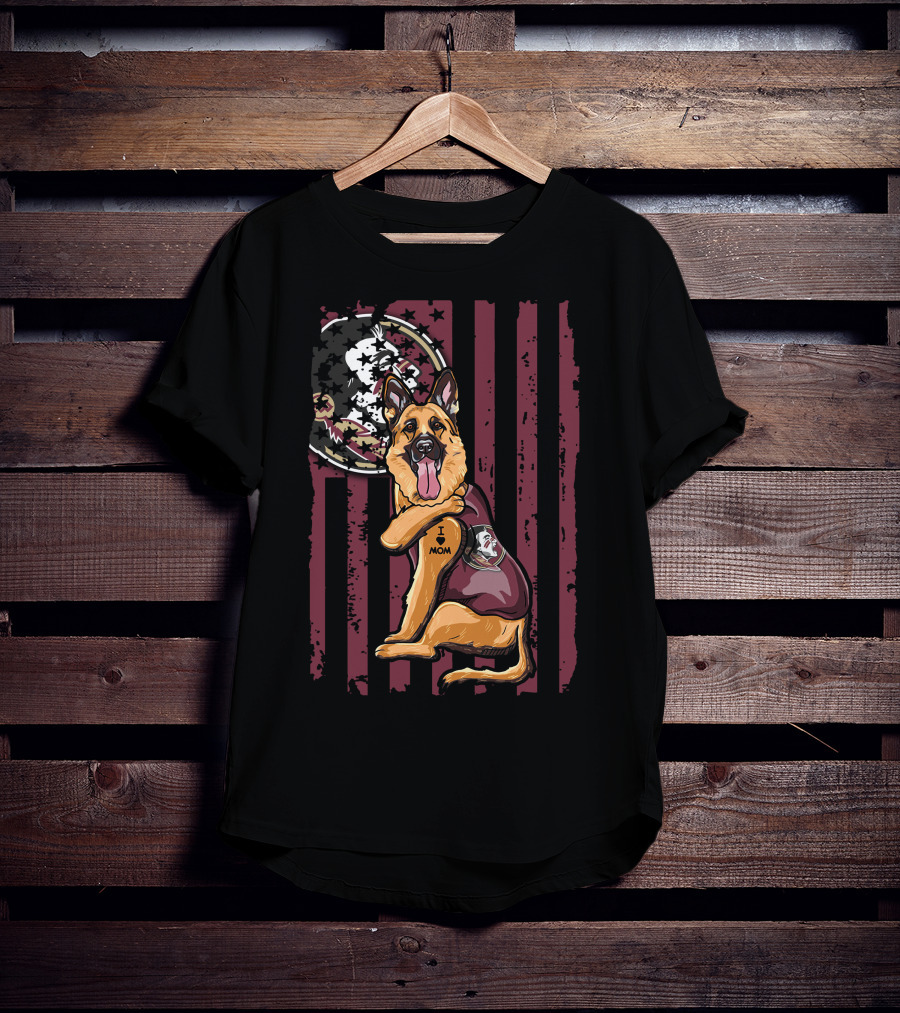 German Shepherd Florida State Seminoles I Love Mom T-Shirt