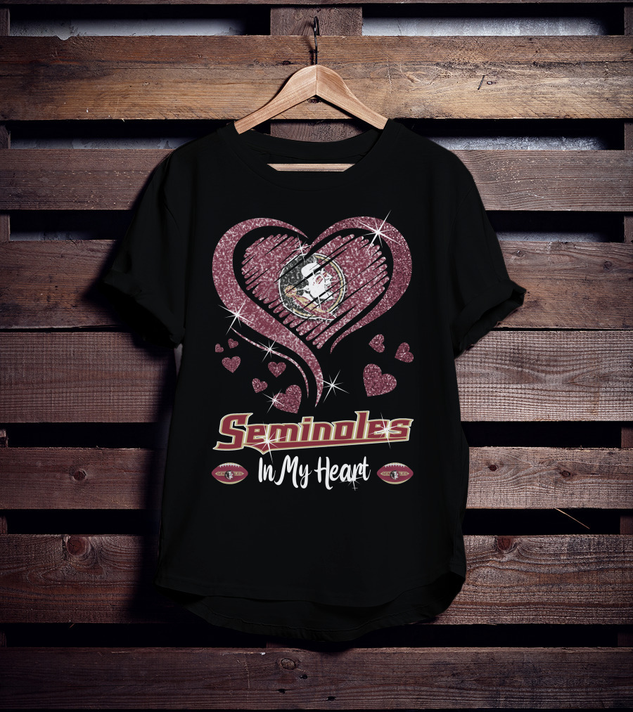 Seminoles In My Heart Florida State Football Hearts T-Shirt