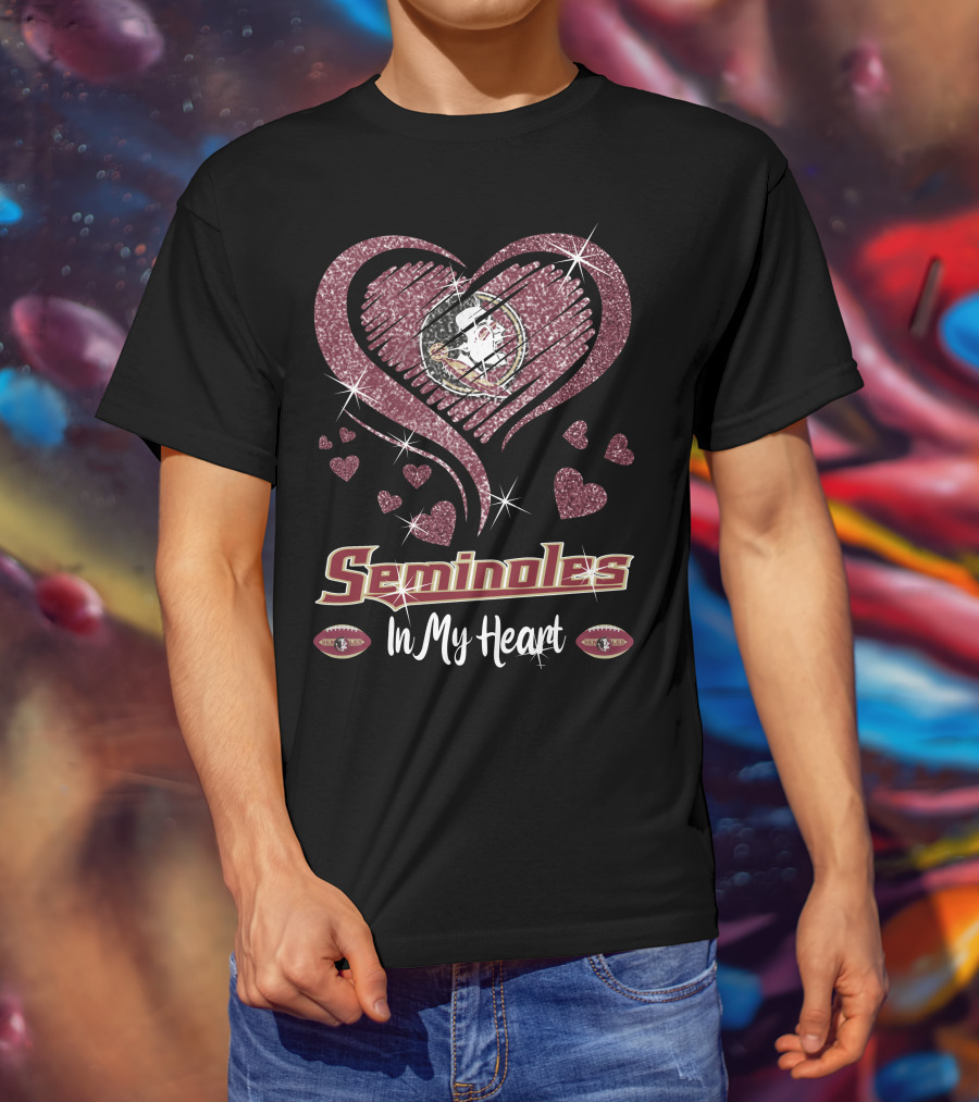 Seminoles In My Heart Florida State Football Hearts T-Shirt