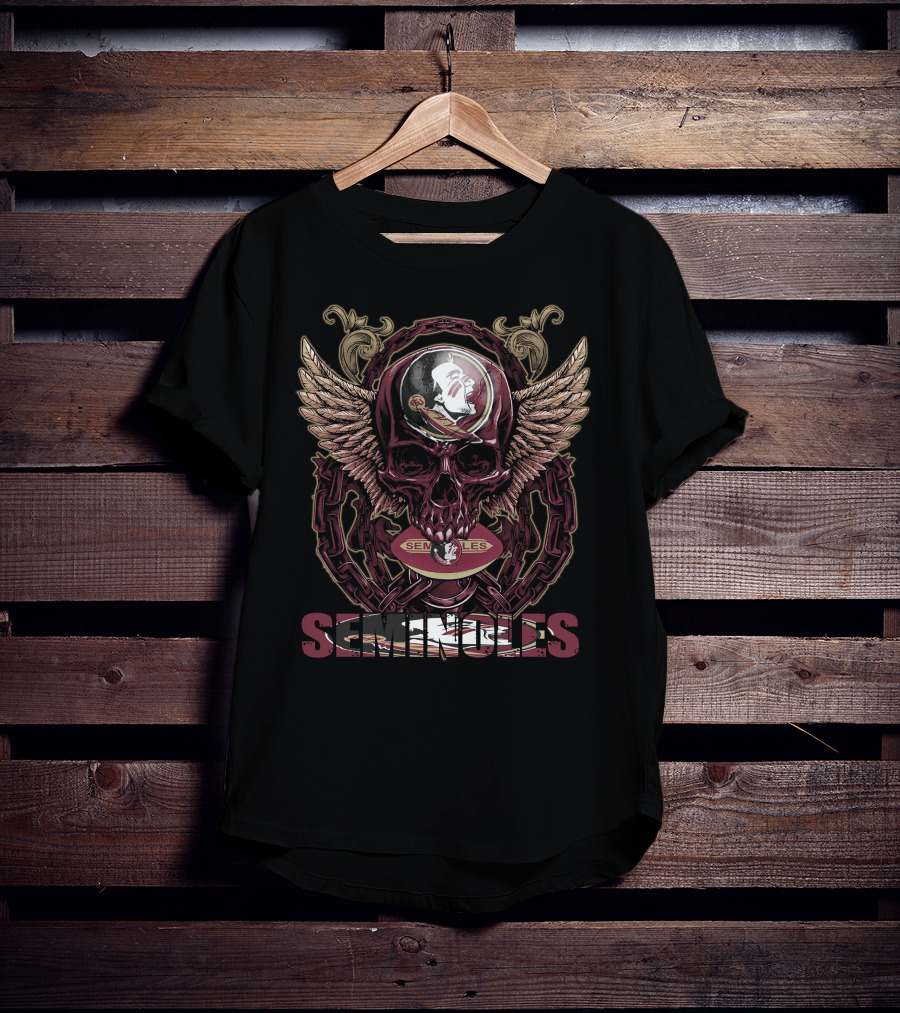 Seminoles Skull With Wings And Football T-Shirt