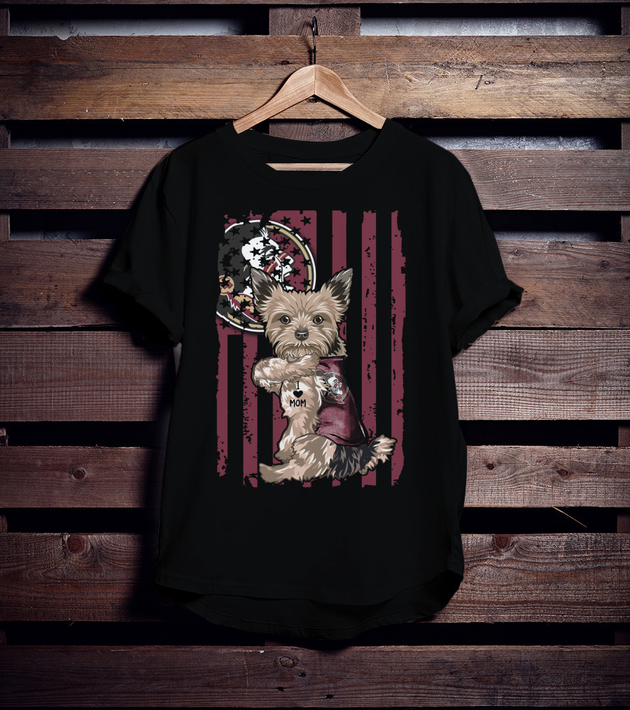 Yorkshire Terrier I Love Mom Florida State Seminoles T-Shirt