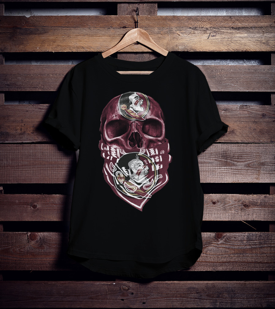 Skull With Florida State Seminoles Logo Bandana T-Shirt