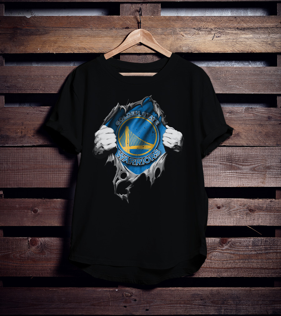 Golden State Warriors Torn V2 Rip Through T-Shirt