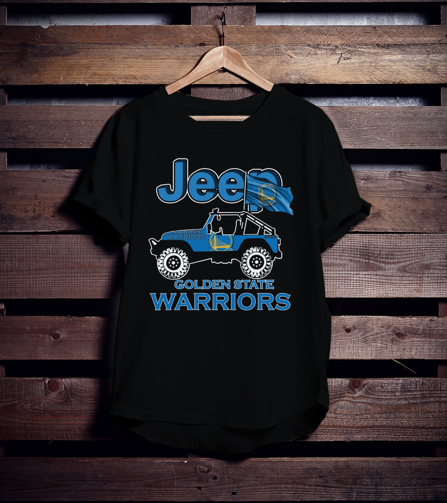 Jeep Golden State Warriors Team Logo Blue Flag Wrangler T-Shirt