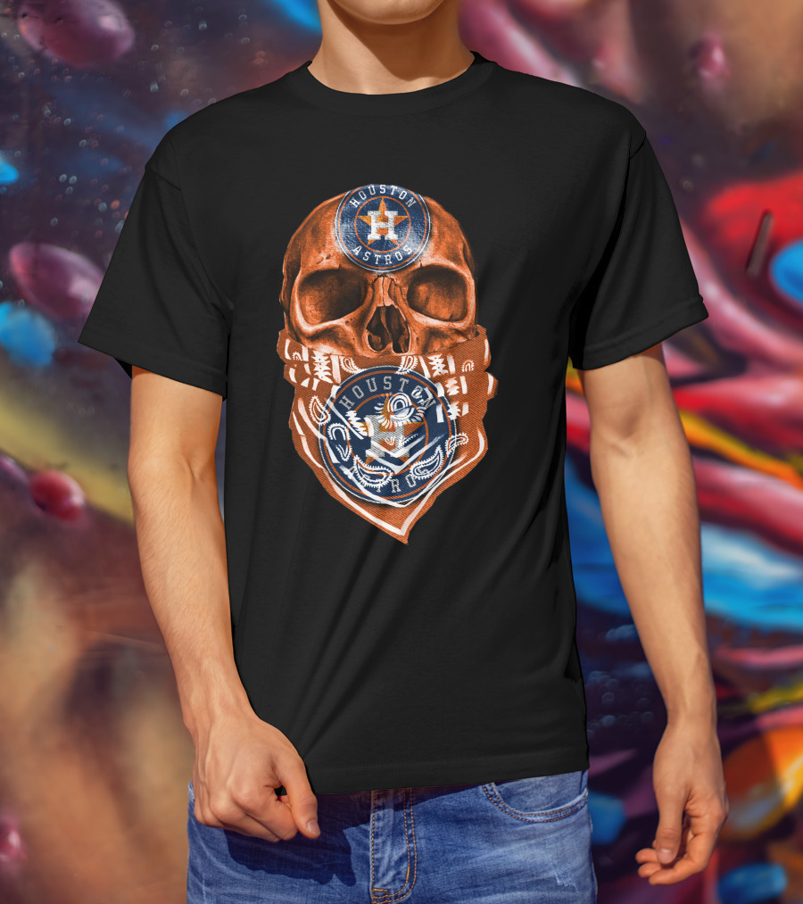 Houston Astros Skull Bandana Emblem T-Shirt