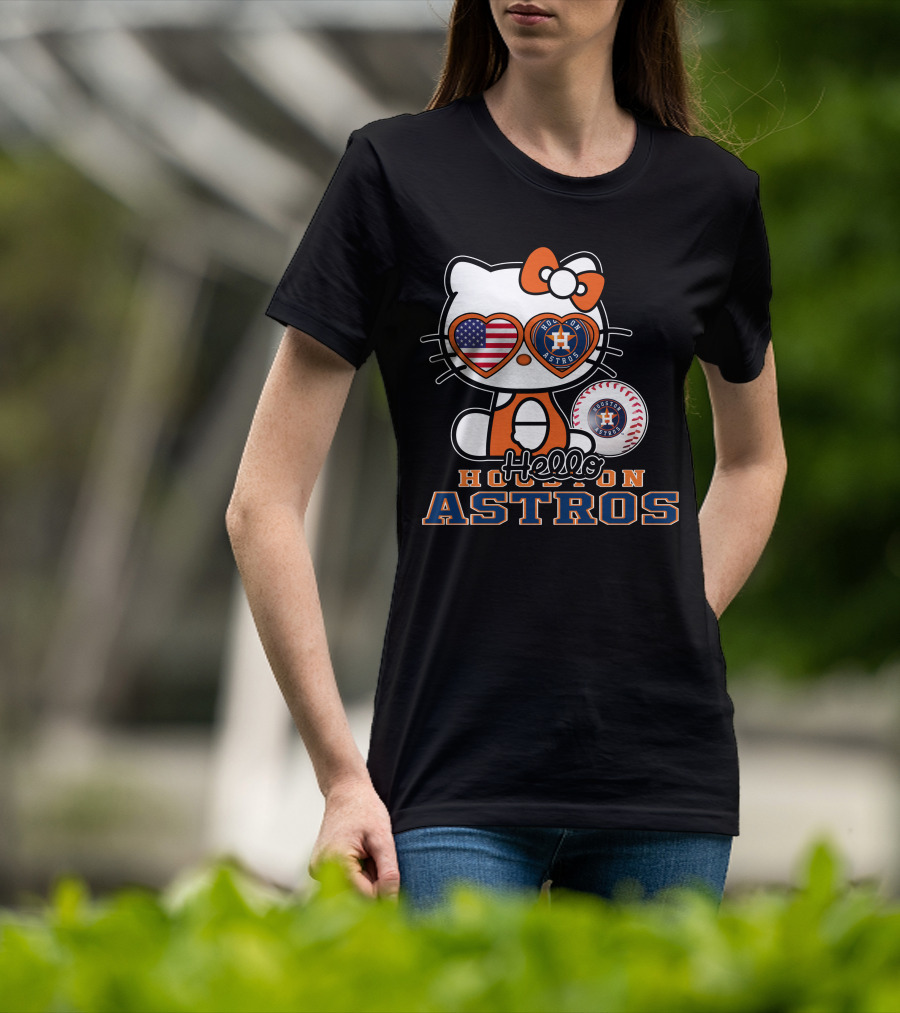 Hello Kitty Houston Astros Usa Baseball T-Shirt