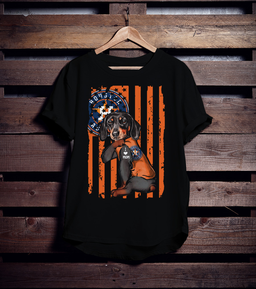 Dachshund I Love Mom Houston Astros T-Shirt