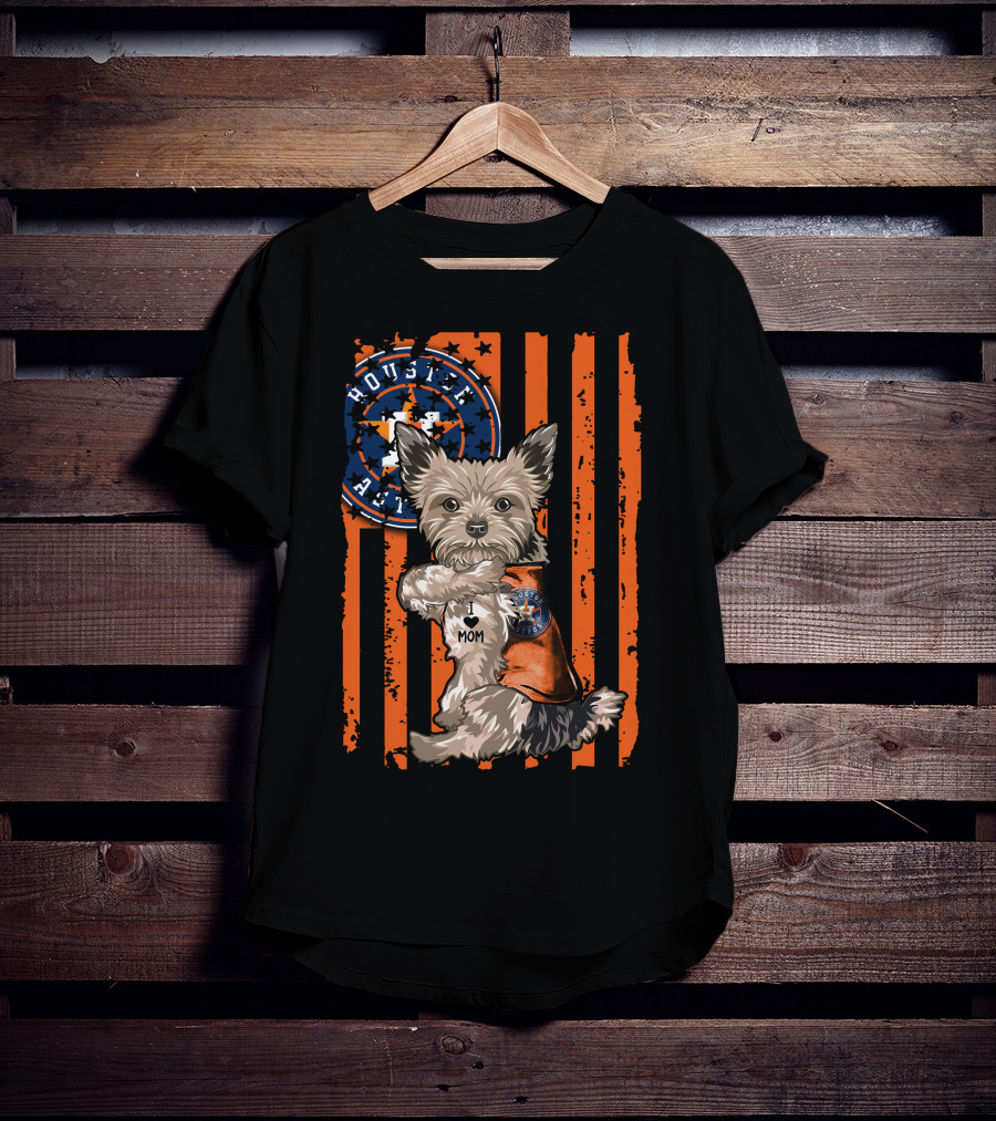 Houston Astros Yorkshire Terrier Fan 'I Love Mom' T-Shirt