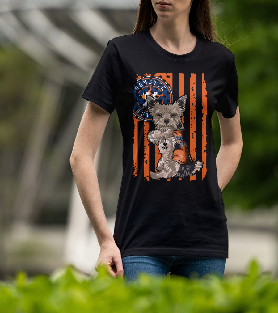 Houston Astros Yorkshire Terrier Fan 'I Love Mom' T-Shirt