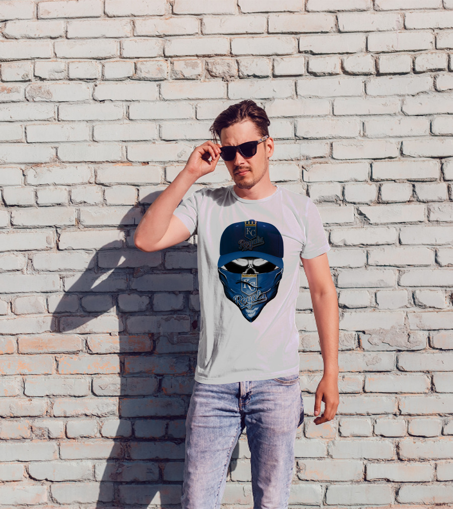 KC Royals Skull Mask Blue Cap T-Shirt