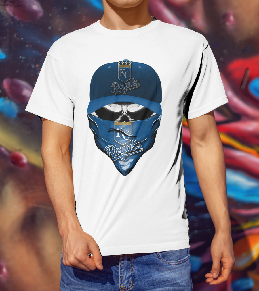 KC Royals Skull Mask Blue Cap T-Shirt
