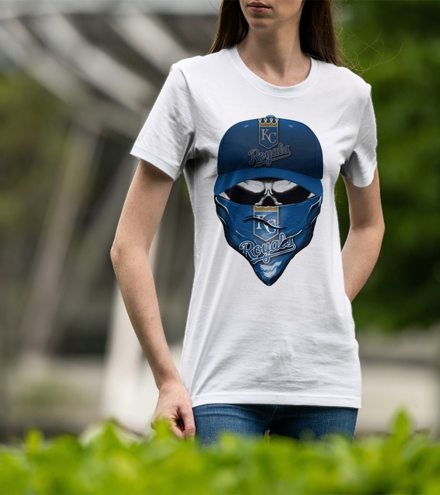 KC Royals Skull Mask Blue Cap T-Shirt