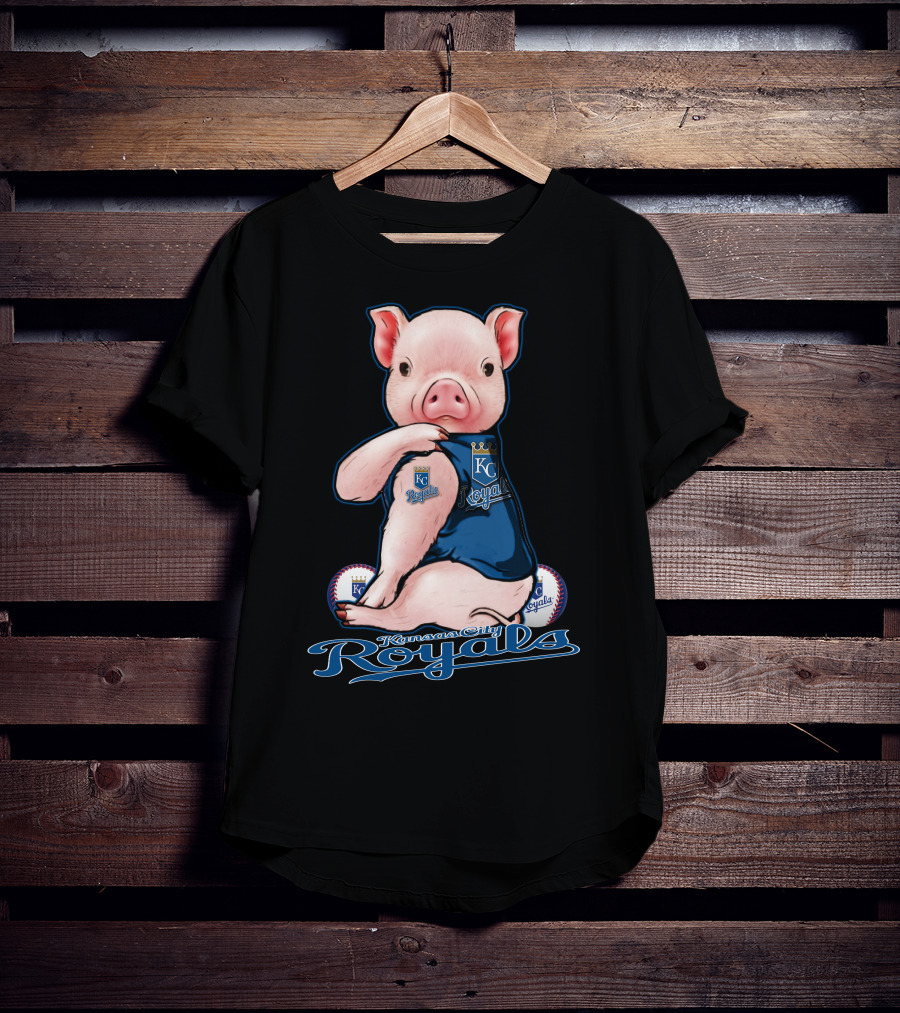Kansas City Royals Pig With Baseball Accents T-Shirt