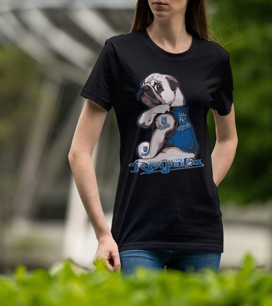 Kansas City Royals Pug With KC Royals Logo And Baseball T-Shirt