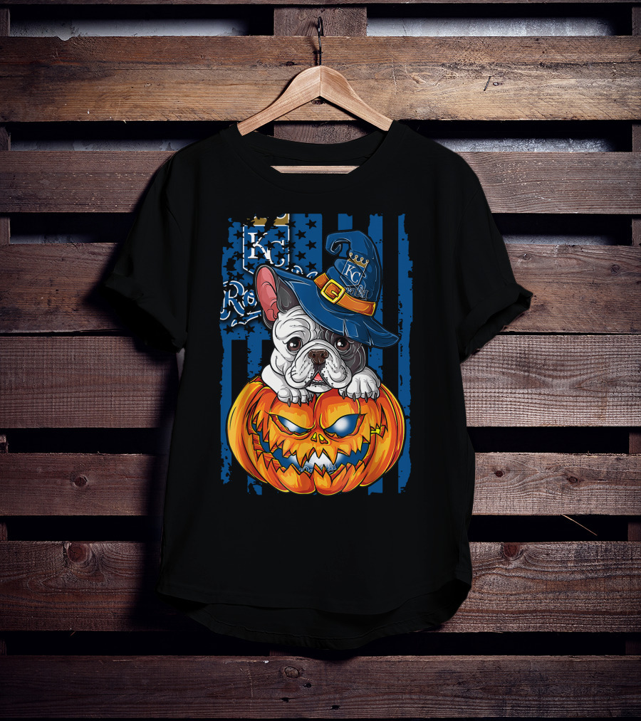 Hlw Bulldog KC Royals Halloween Pumpkin T-Shirt