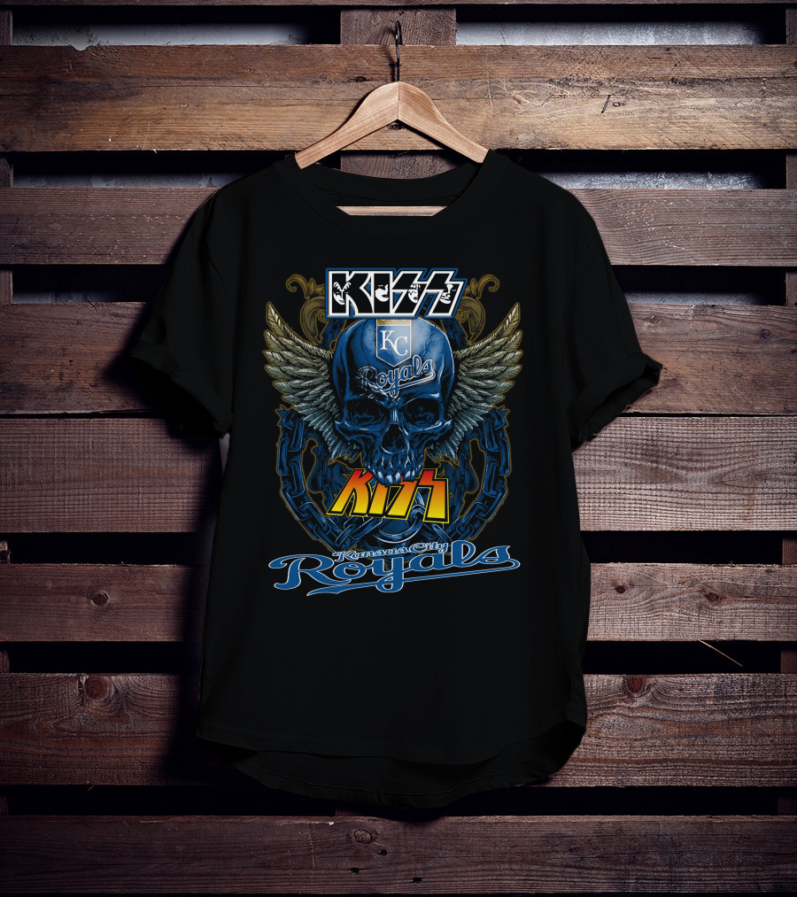 Kiss Kansas City Royals Skull Wings Chain T-Shirt