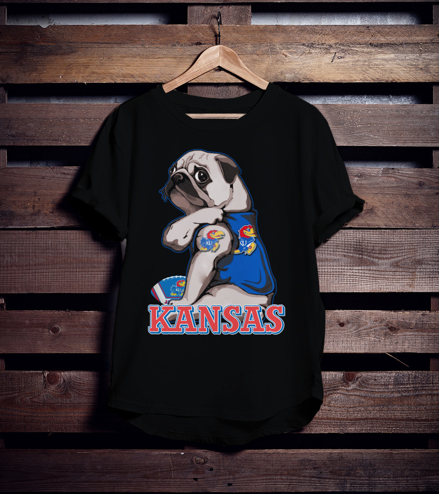 Kansas Jayhawks Pug Football T-Shirt