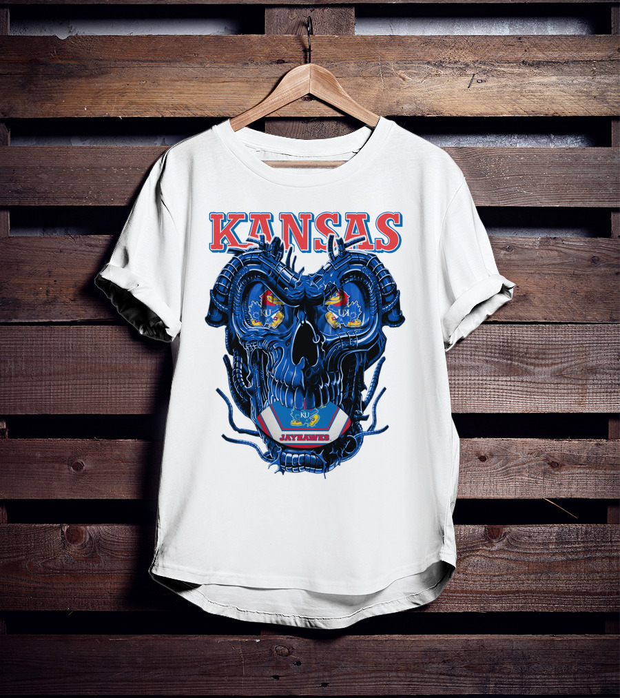Kansas Jayhawks Dragonskull KU Football T-Shirt
