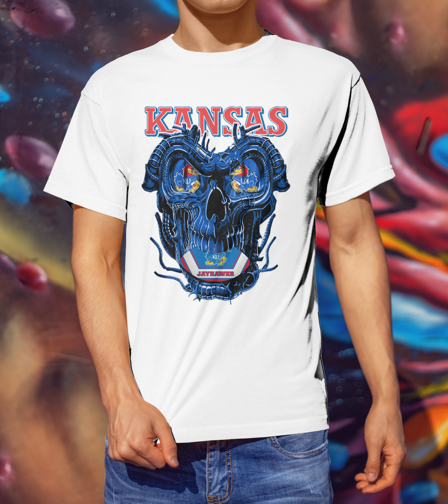 Kansas Jayhawks Dragonskull KU Football T-Shirt
