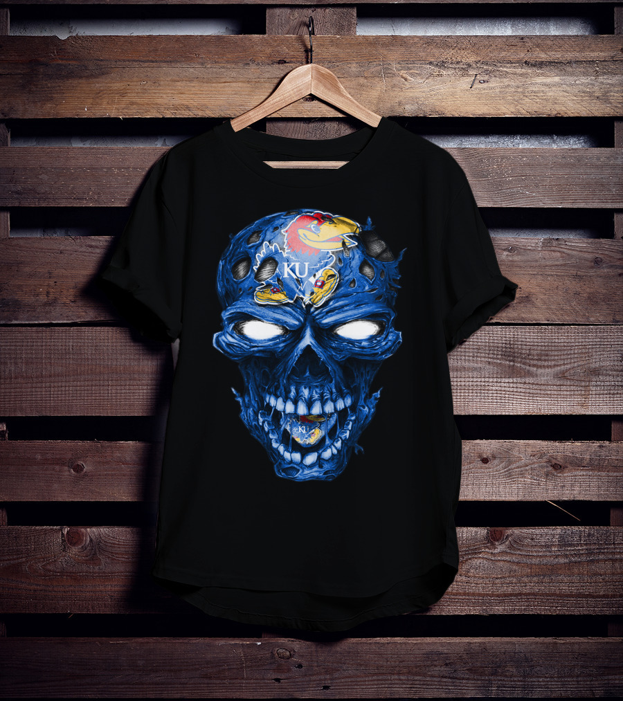 Kansas Jayhawks Skull KU T-Shirt