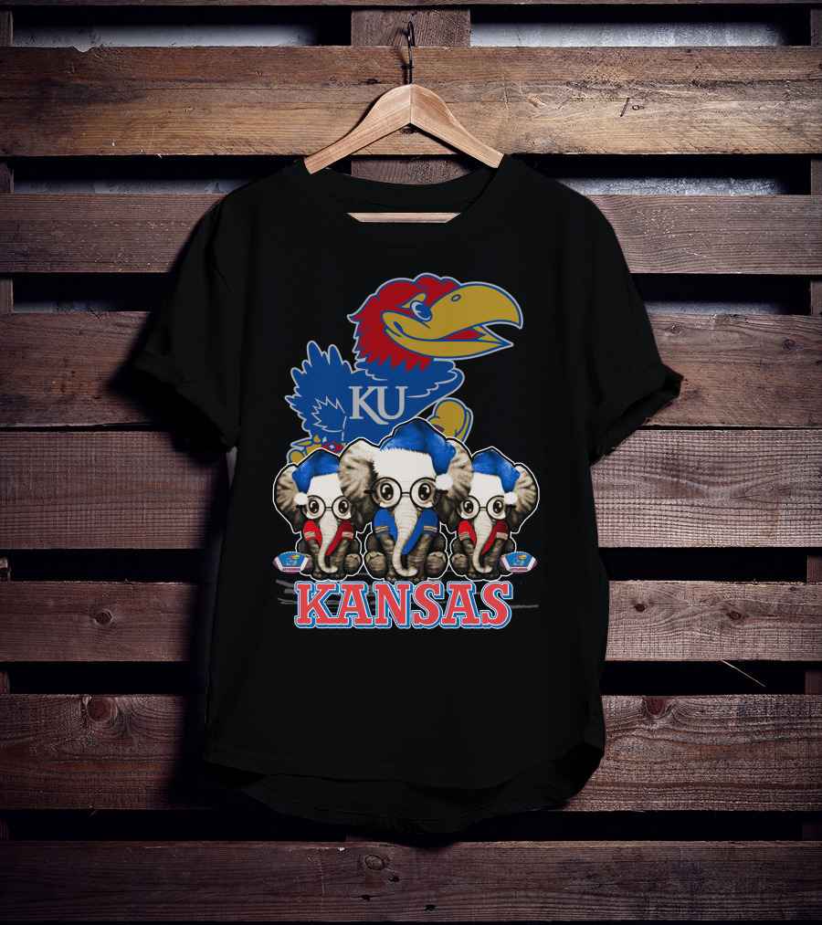 Kansas Jayhawks Christmas Elephants T-Shirt