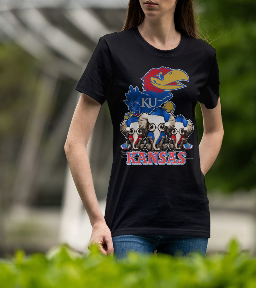 Kansas Jayhawks Christmas Elephants T-Shirt