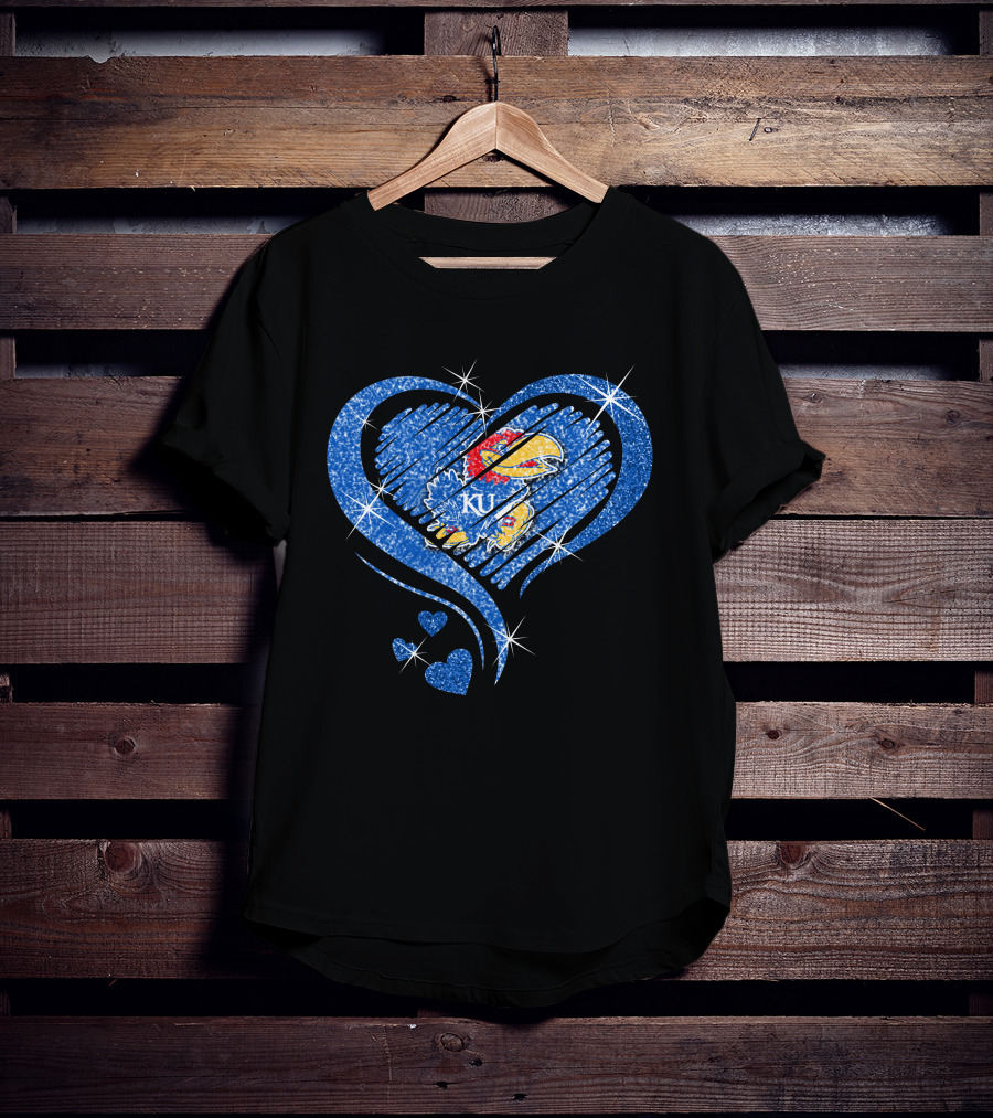 Kansas Jayhawks Sparkling Heart KU T-Shirt