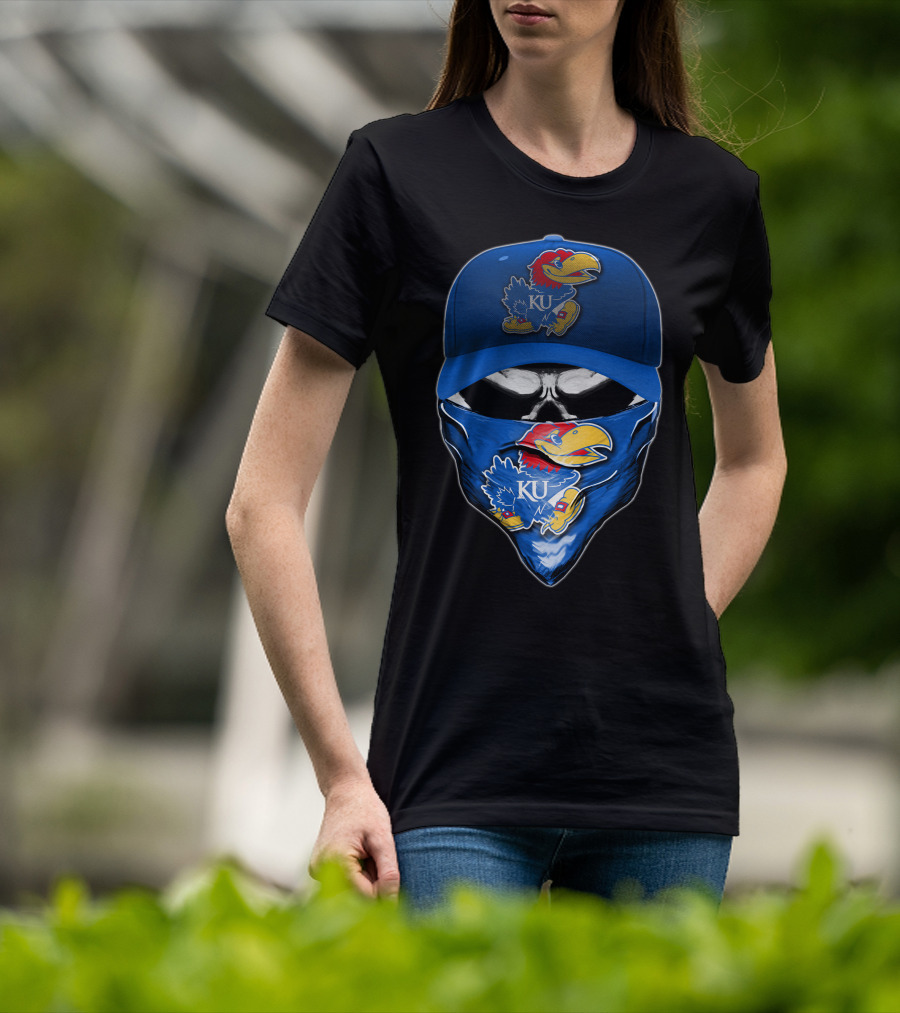 KU Skull Kansas Jayhawks Bandana Hat T-Shirt