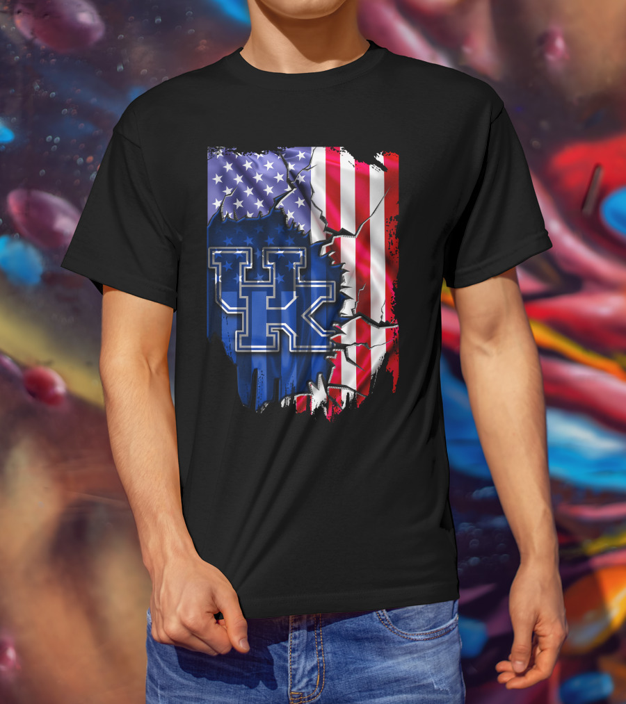 Kentucky Wildcats American Flag Torn T-Shirt