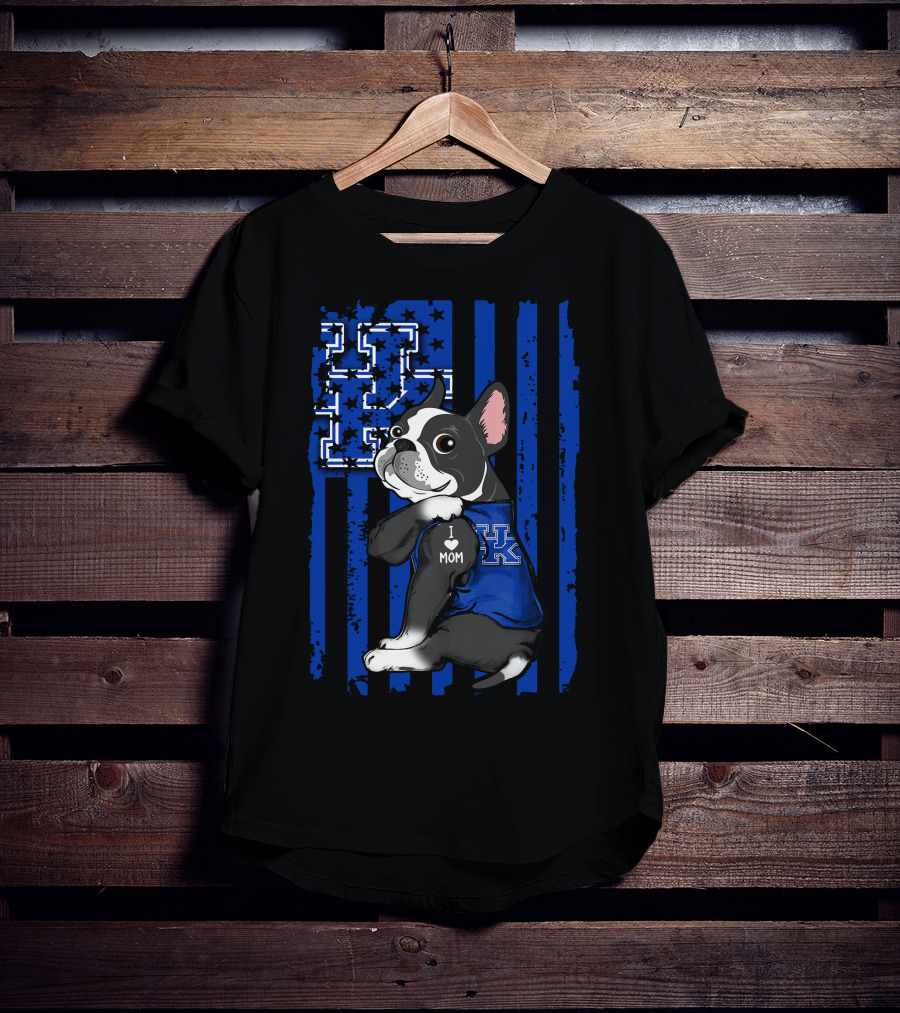 Boston Terrier I Love Mom Kentucky Wildcats Fan T-Shirt