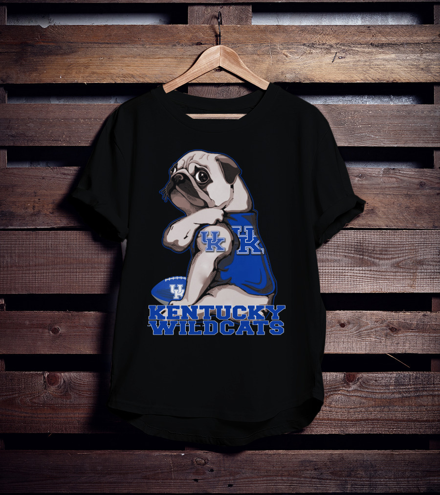 Kentucky Wildcats Pug With Football And UK T-Shirt