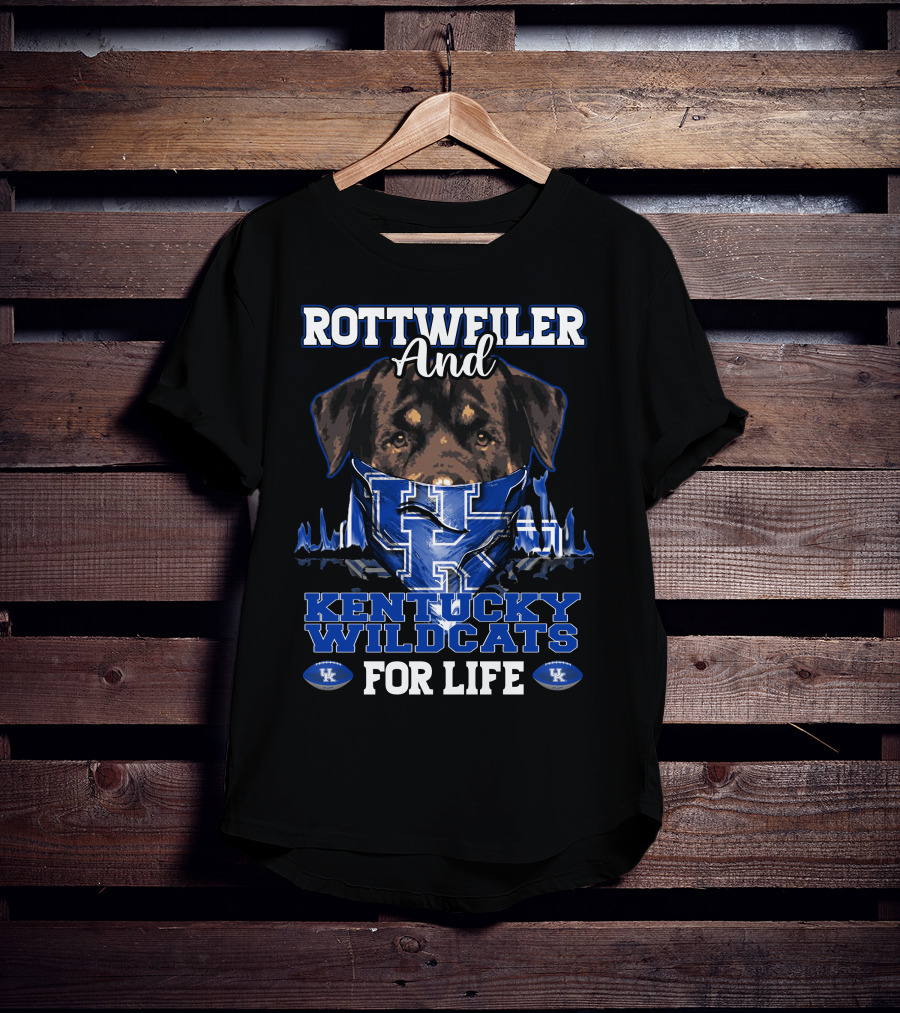 Rottweiler And Kentucky Wildcats For Life UK Logo Football T-Shirt