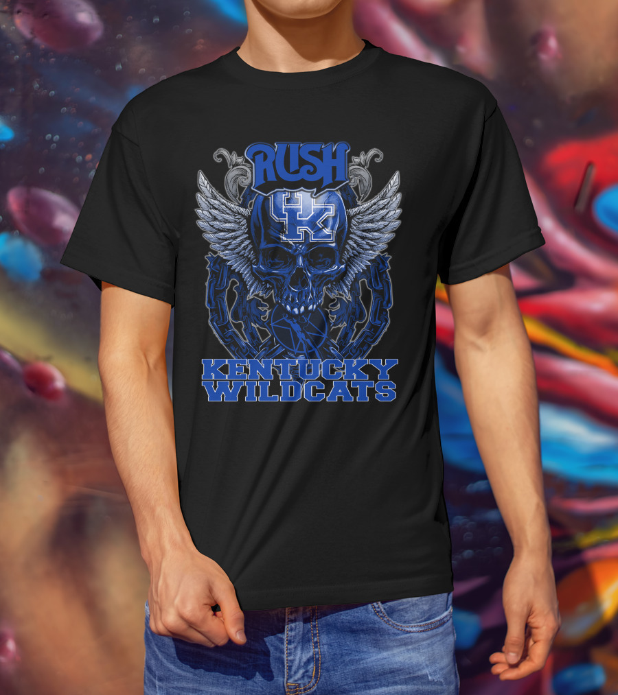 Rush Kentucky Wildcats Skull Winged T-Shirt