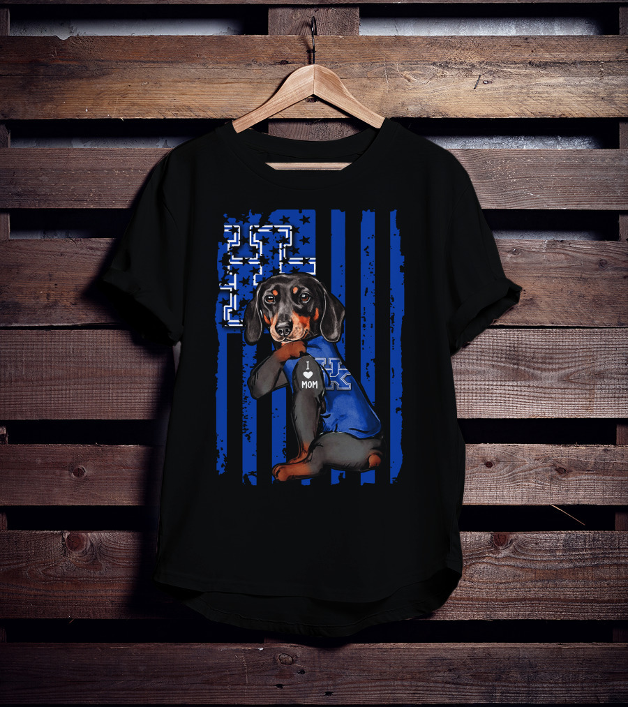 Dachshund I Love Mom Kentucky Wildcats T-Shirt