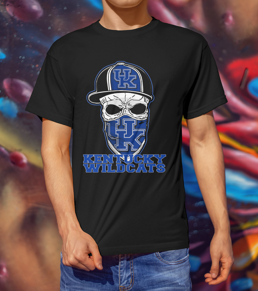 Kentucky Wildcats Skull Hat UK T-Shirt