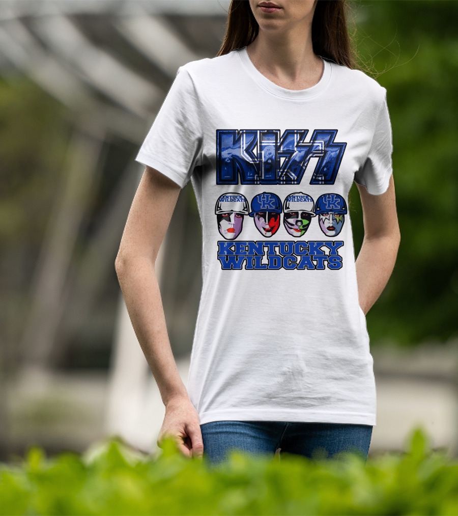Kiss Kentucky Wildcats Blue Rock And Roll Band Fans T-Shirt