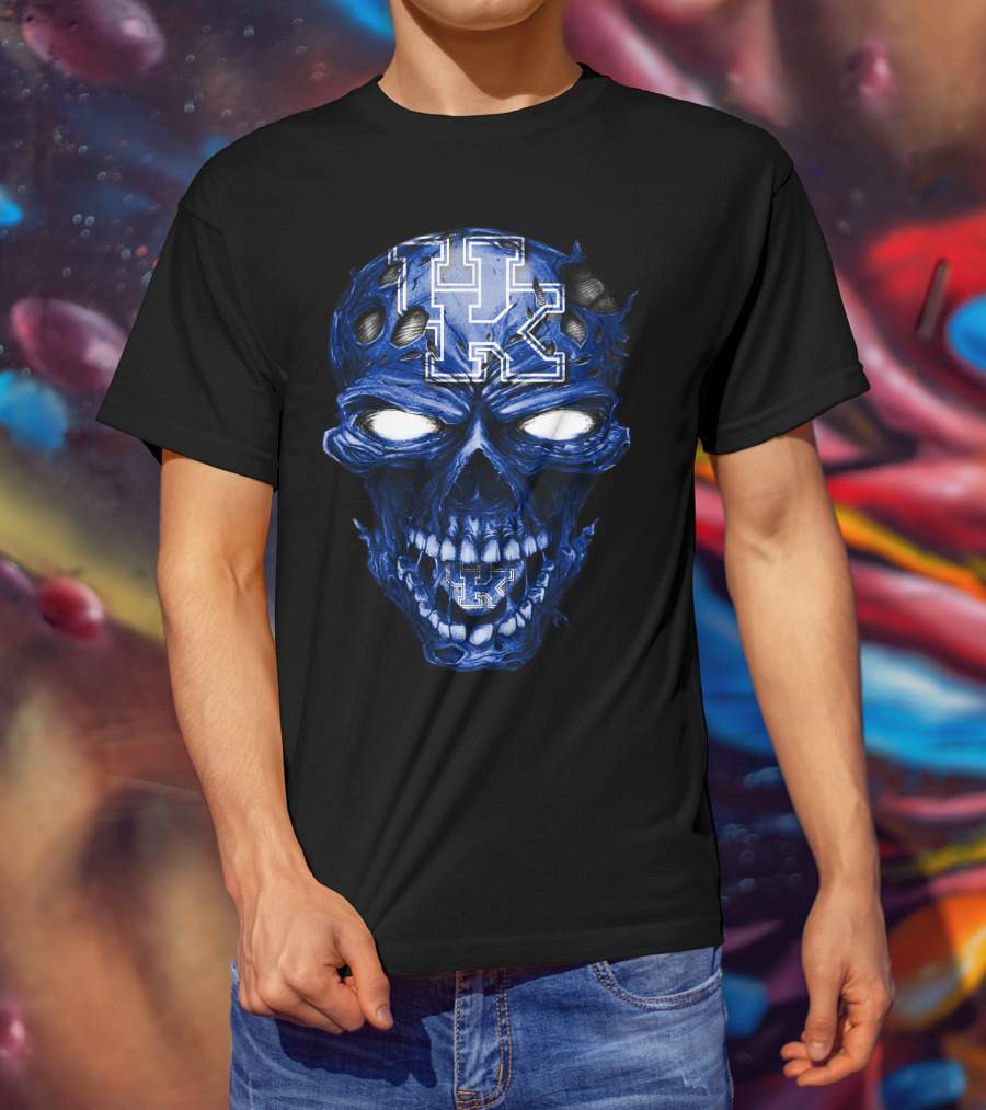 Kentucky Wildcats Skull Blue UK T-Shirt