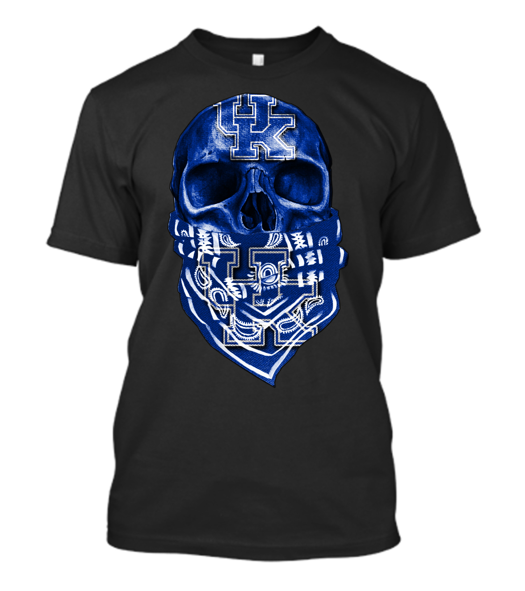Kentucky Wildcats Skull Bandana Blue UK T-Shirt