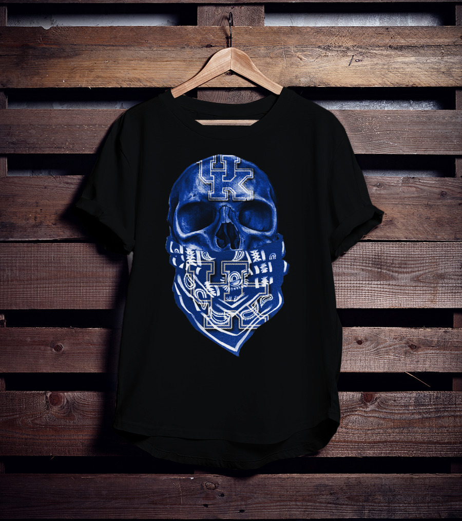 Kentucky Wildcats Skull Bandana Blue UK T-Shirt