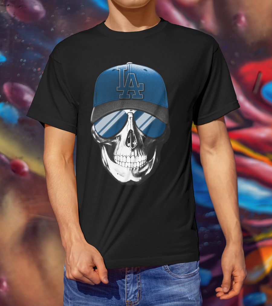 Skull Los Angeles Dodgers LA Cap Sunglasses T-Shirt