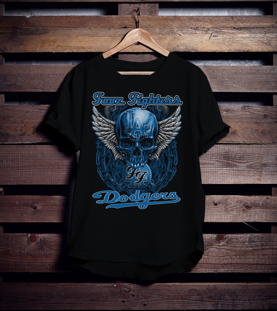 Foo Fighters Los Angeles Dodgers 47 Winged Skull T-Shirt