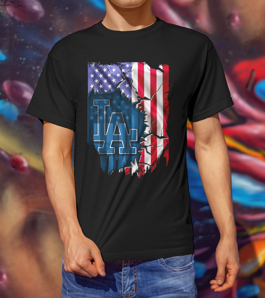 LA Dodgers American Flag Fusion T-Shirt