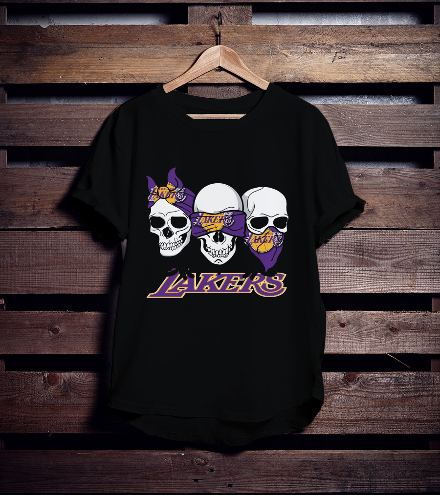 Skulls With Bandanas Los Angeles Lakers T-Shirt