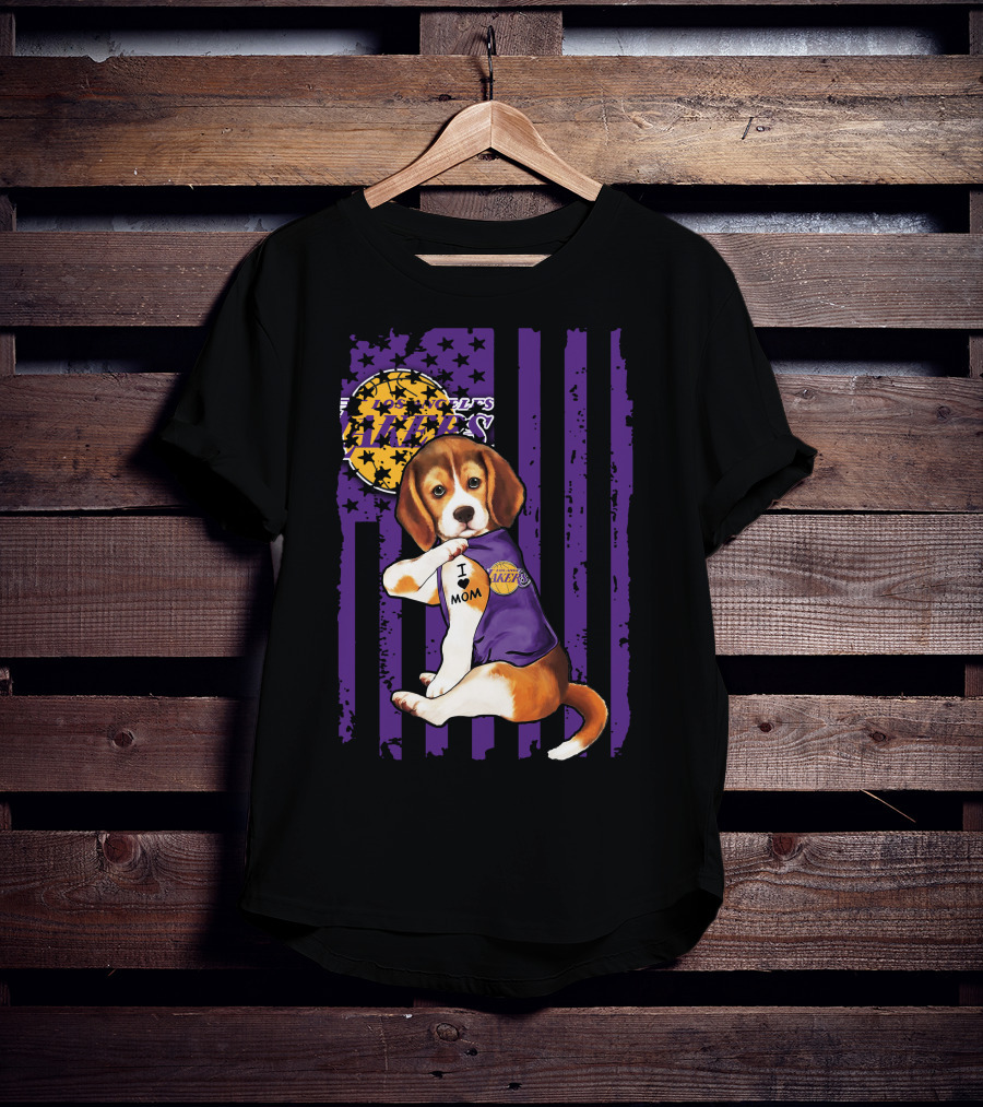 Beagle I Love Mom Los Angeles Lakers T-Shirt