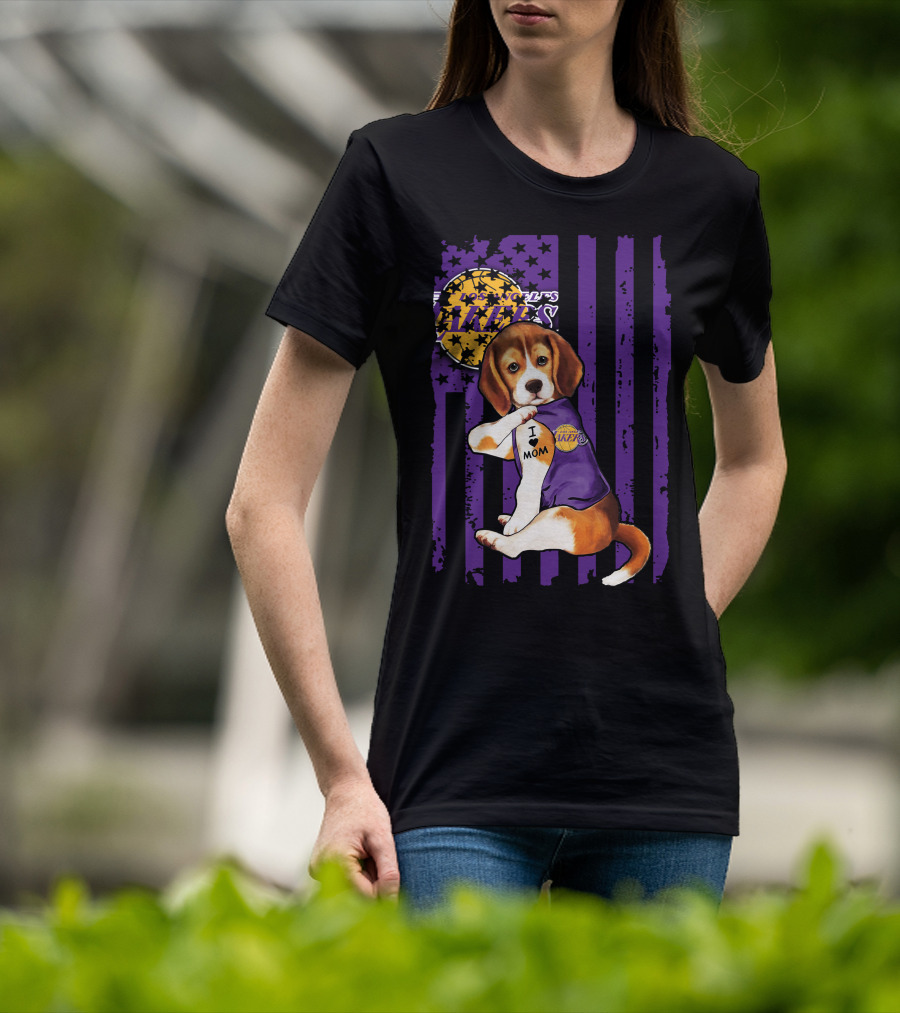 Beagle I Love Mom Los Angeles Lakers T-Shirt