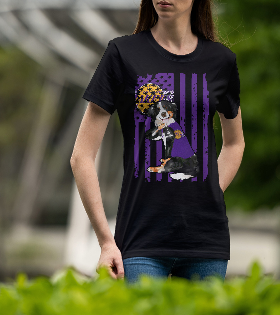 Border Collie I Love Mom Los Angeles Lakers T-Shirt